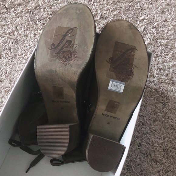 NEW Free People Brown Open Toe Leather Booties City of Lights Size EU40 US10 - Picture 12 of 14
